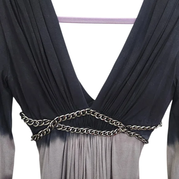 NWT Sky Black/Gray Ombre Top w/Chain Detail Sz Sm - Picture 2 of 7